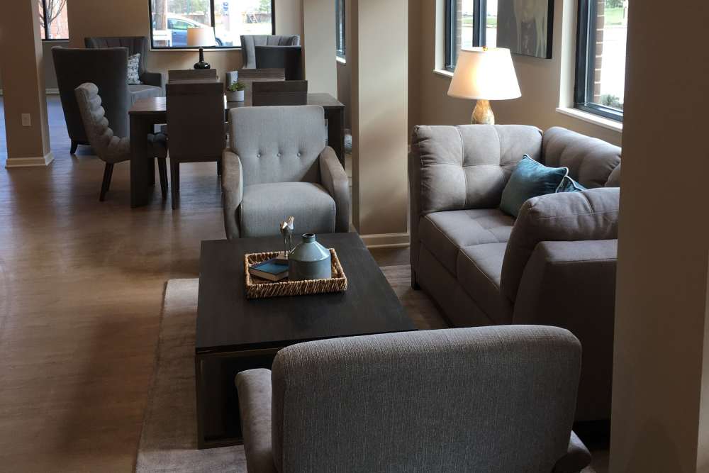Lounge of a community room at Mallalieu Pointe in East Point, Georgia