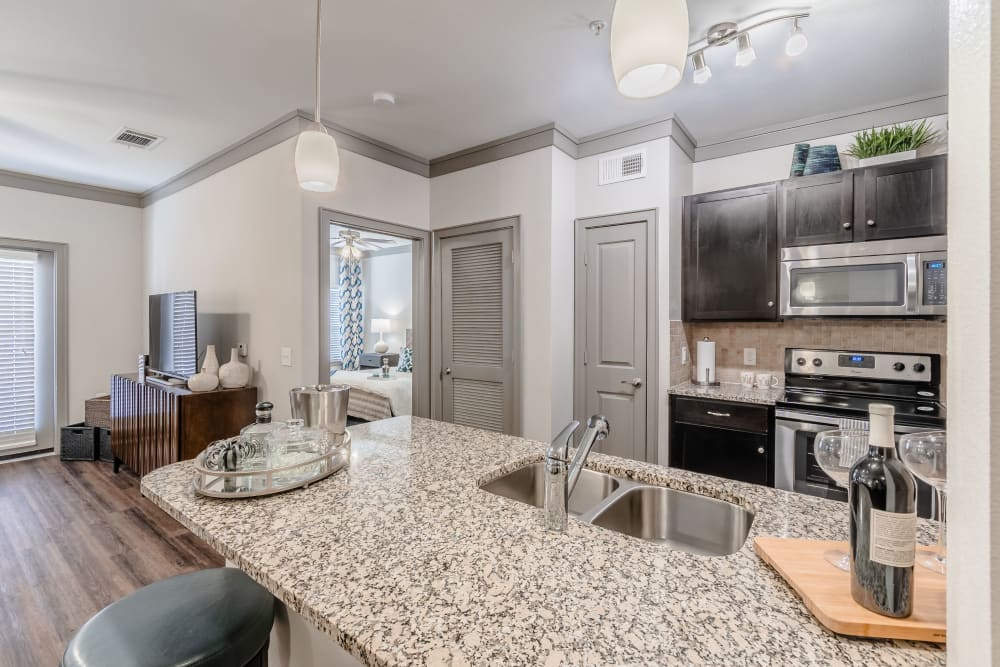 Double basin kitchen sinks at Sorrel Phillips Creek Ranch in Frisco, Texas