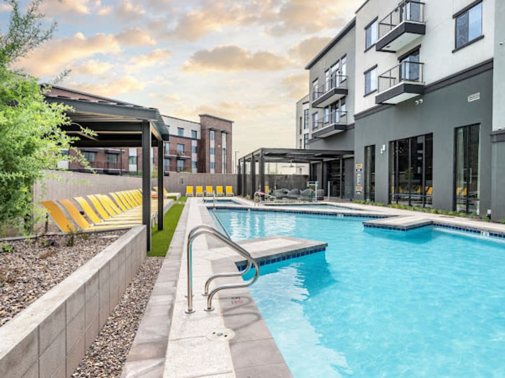 Rendering of residents swimming pool at Brix Warehouse District in Phoenix, Arizona