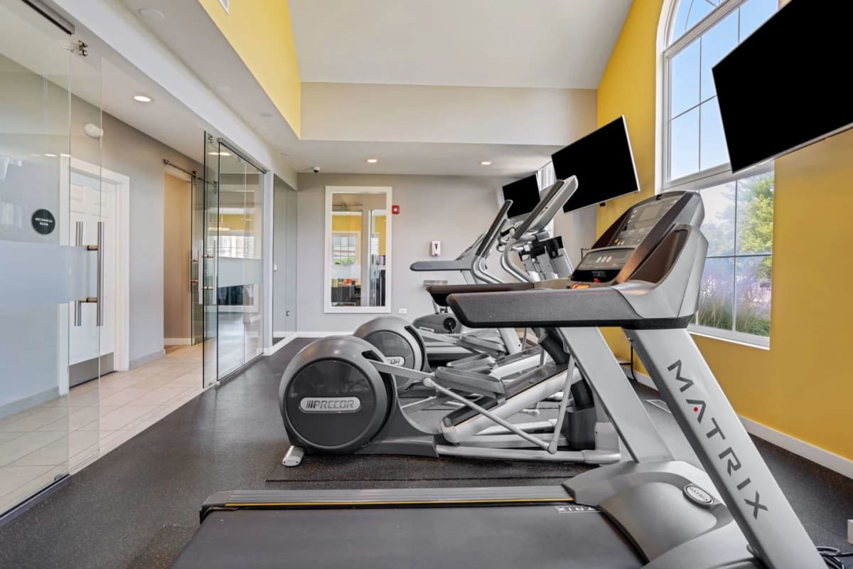 Fitness center at Orchard Village in Aurora, Illinois