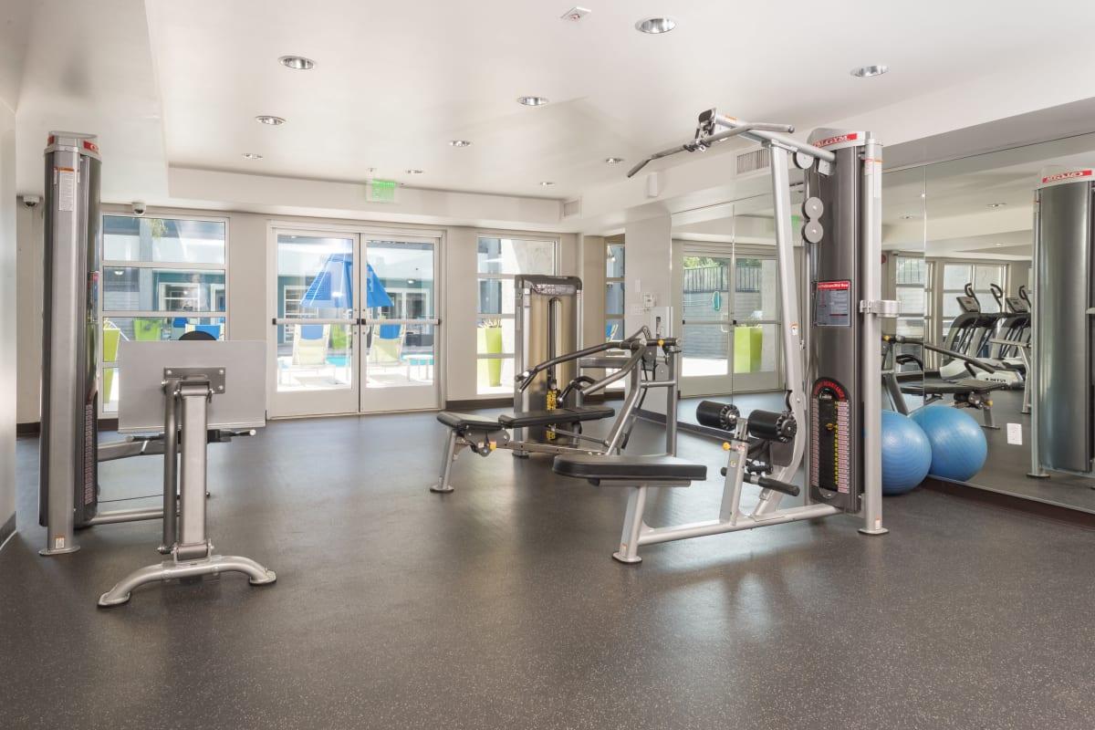 Fitness center at The Howard, Glendale, California