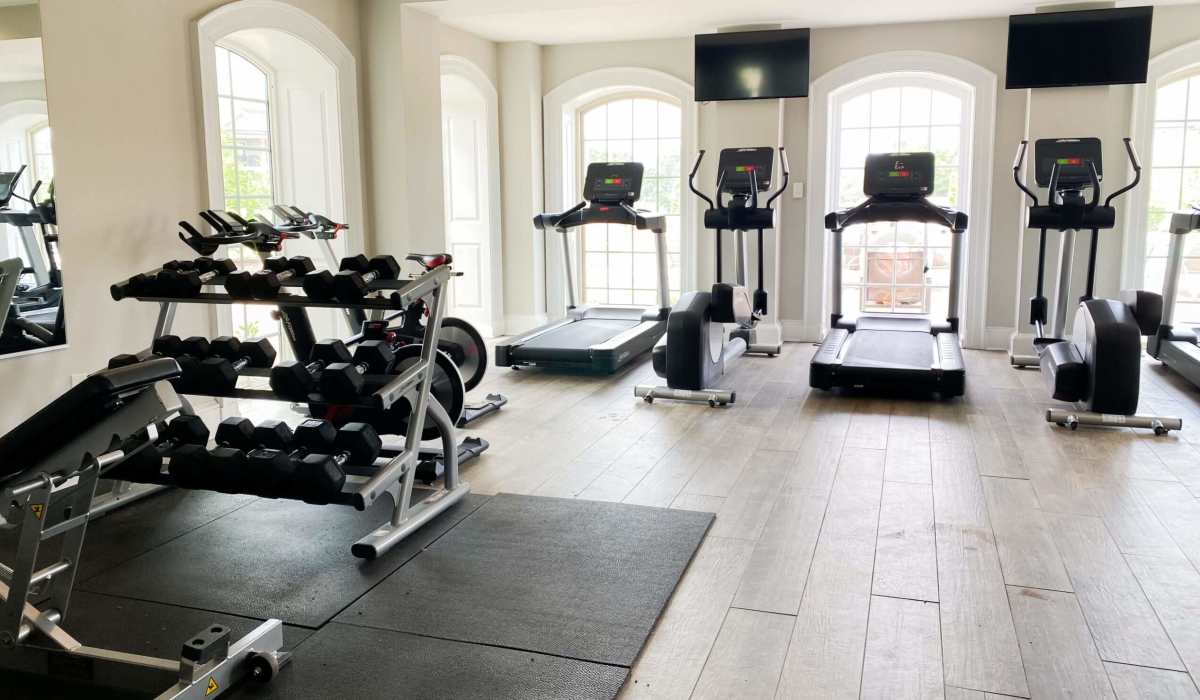 Fitness center with variety of equipment's at Palisades at Hunters Creek in Forest, Virginia