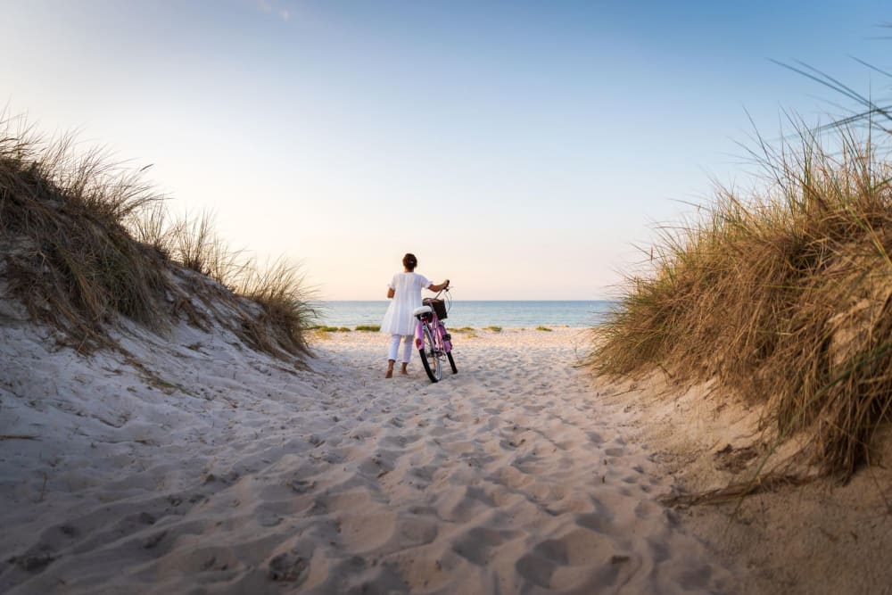 residents enjoying  a walk on the beach near Lantana at Cypress Cay in Lutz, Florida