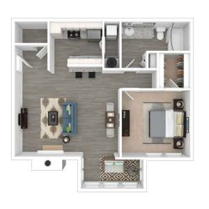3D Floor Plan Javelin - 1x1 Large at Trinity Lakes in Cordova TN