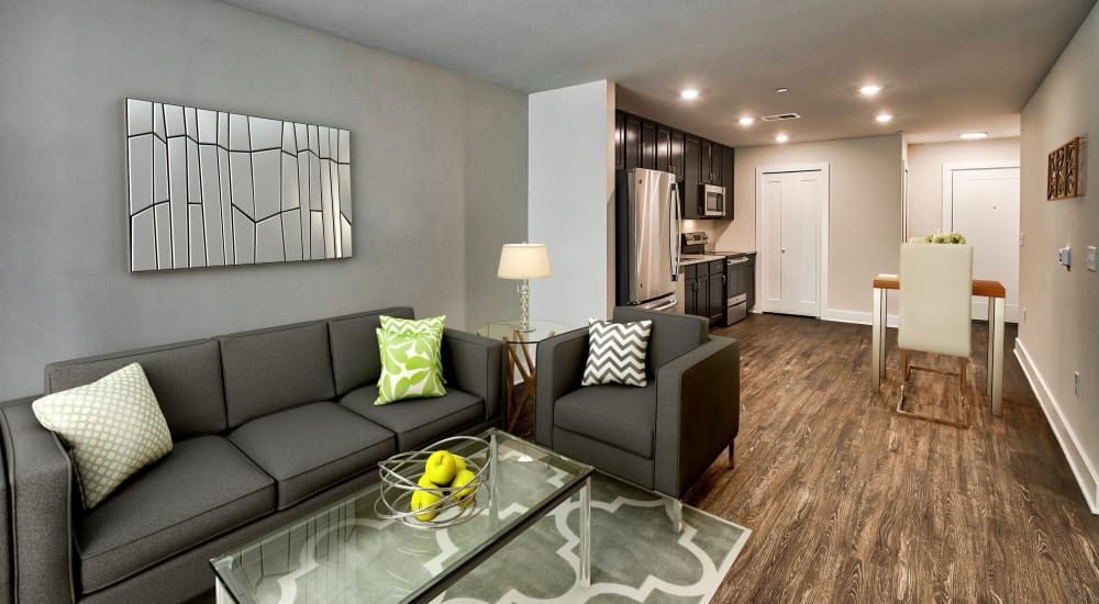 Apartment with wood-style flooring at Hamilton Place, Pittsburgh, Pennsylvania