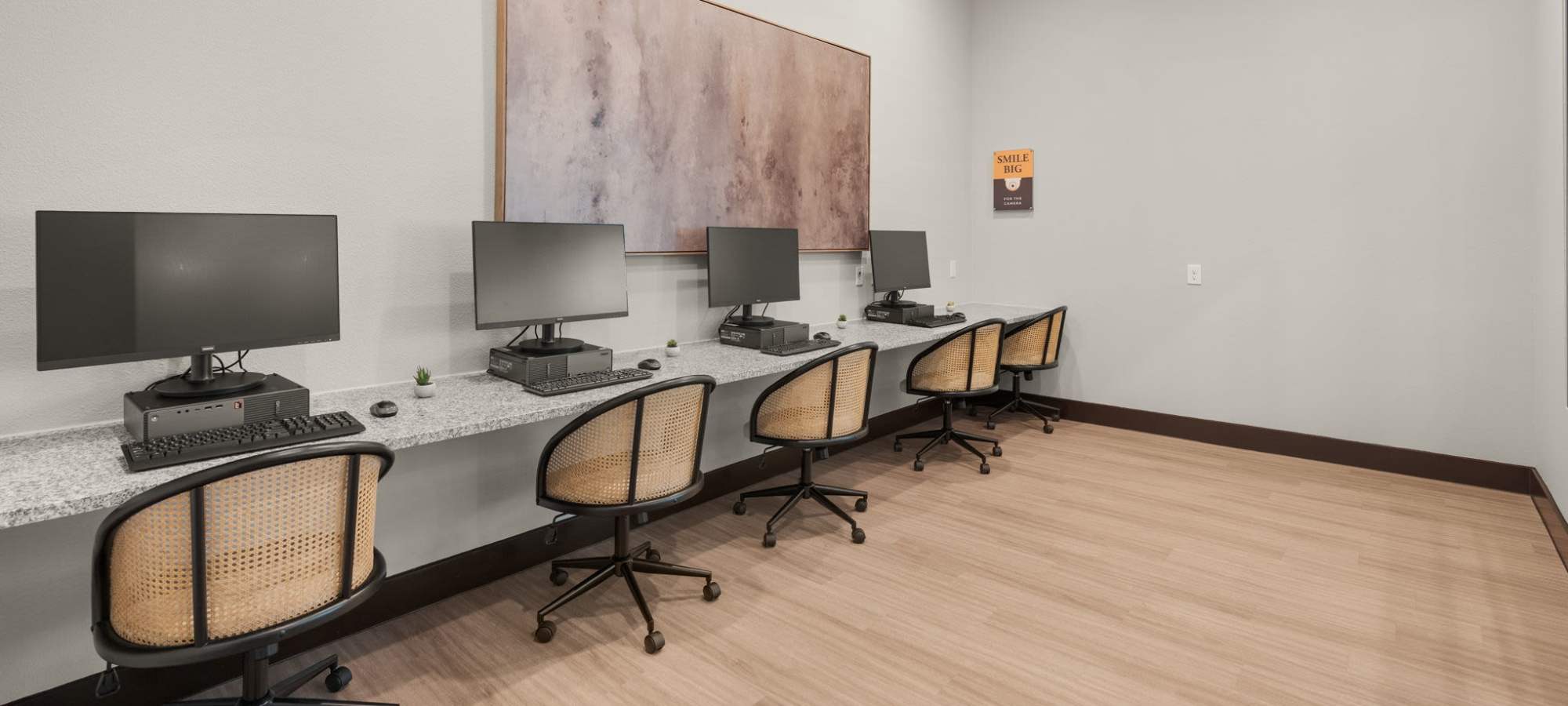 Business center with computer workstations at Walnut Springs in Seguin, Texas