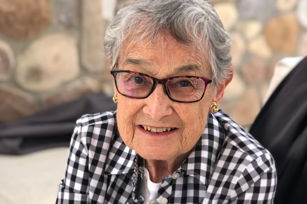 Resident smiling for the camera at Mercer Hill at Doylestown in Doylestown, Pennsylvania