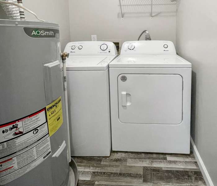 In-home heater, washer & dryer unit at District on Bethel in Muncie, Indiana