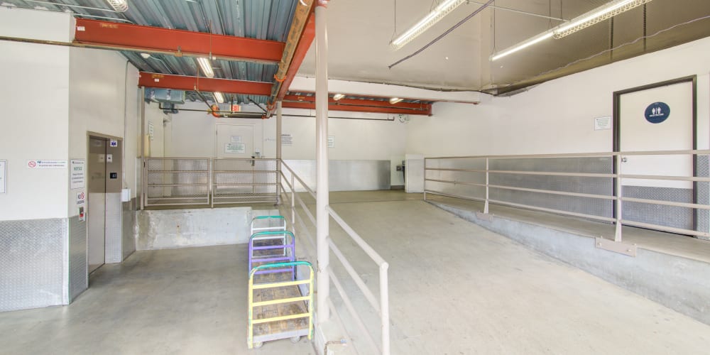 Loading dock inside StorQuest Self Storage in San Diego, California