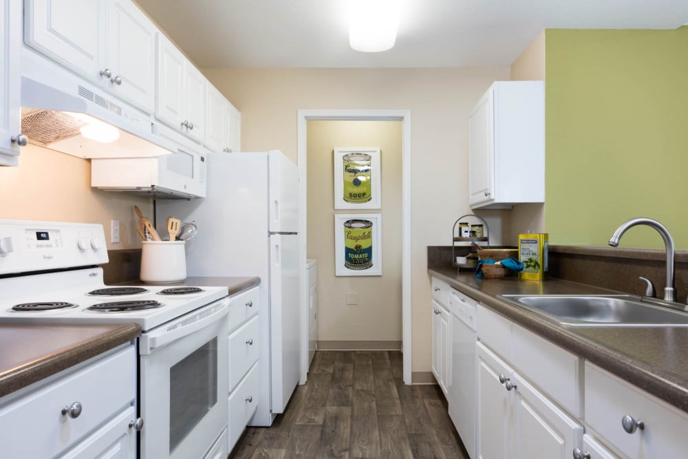 Kitchen in a model home at Haven at Golf Creek in Portland, Oregon