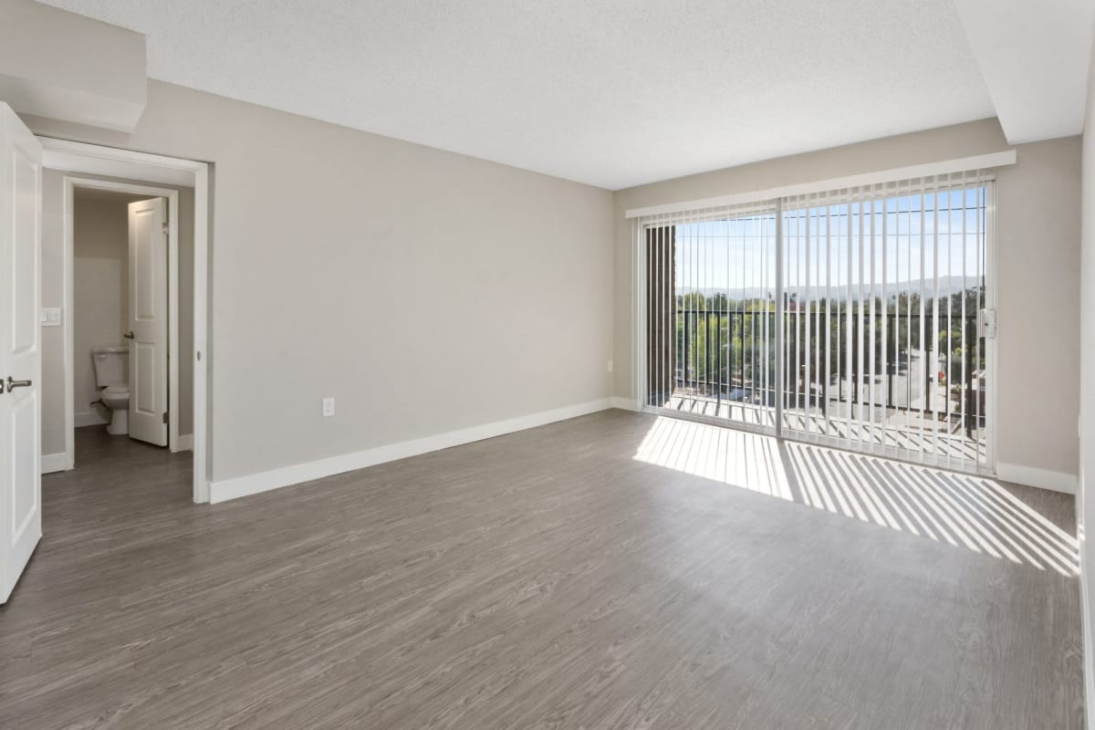 Apartment with large windows at Amanda Regency Apartments, Van Nuys, California