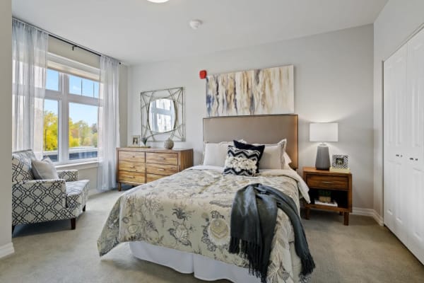 A bedroom at Anthology of Novi in Novi, Michigan