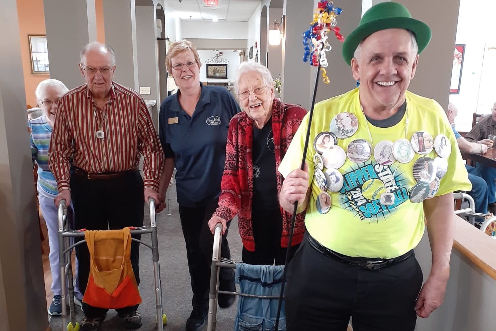 Residents St. Patrick's Day parade through the halls of Clover Ridge Place in Maquoketa, Iowa.