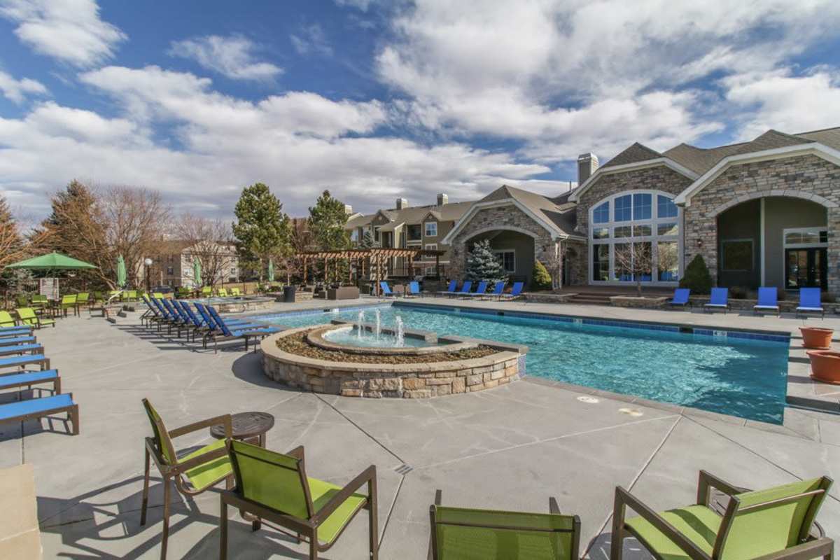 Rendering of residents swimming pool at The Retreat at Park Meadows in Littleton, Colorado