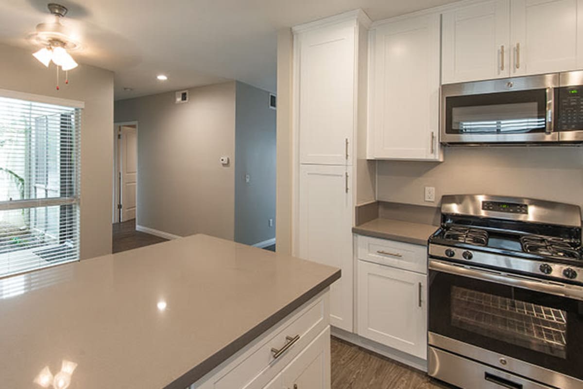 Kitchen with stainless-steel appliances at The Retreat at Thousand Oaks, Thousand Oaks, California