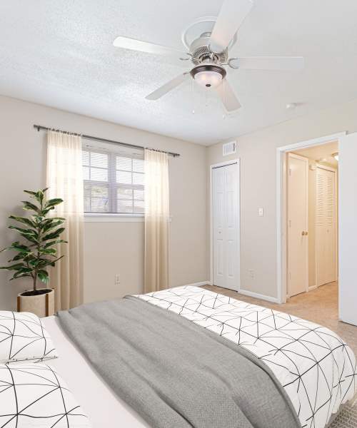 Bedroom at Columbia Crossing Apartments in Columbia, Missouri