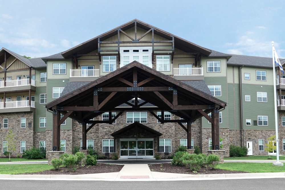 Front entrance at Harmony at Morgantown in Morgantown, West Virginia