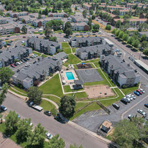 Drone view at Ascent at Havana in Denver, Colorado          