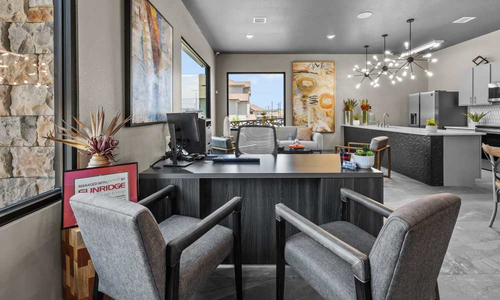 Clubhouse with lounge seating and window at Retreat at Horizon Hills in El Paso, Texas