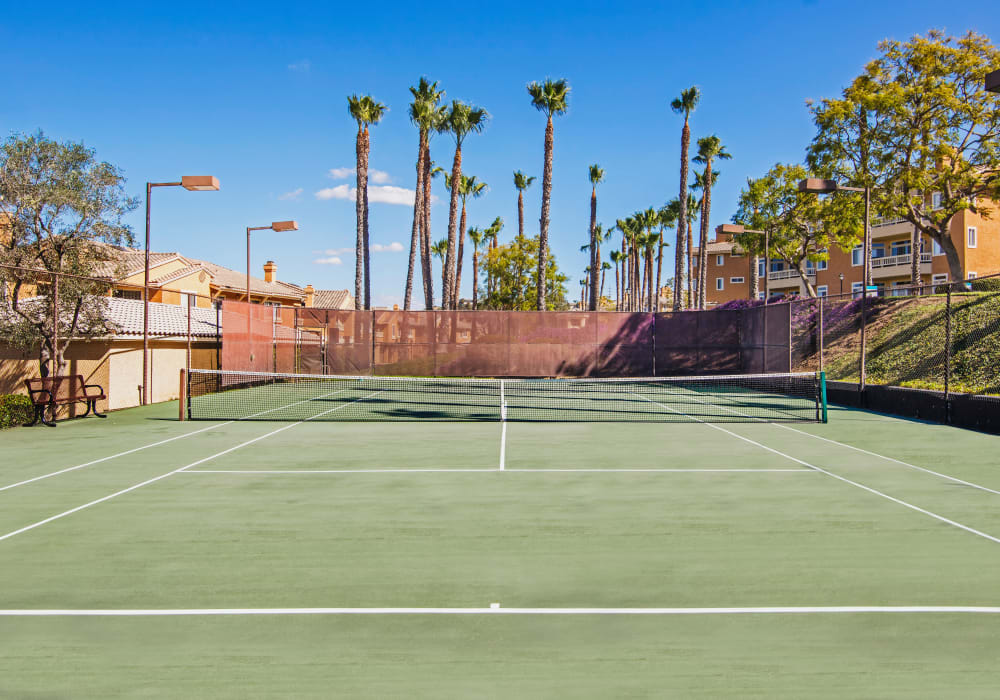 Well-maintained tennis courts at Sofi Canyon Hills in San Diego, California