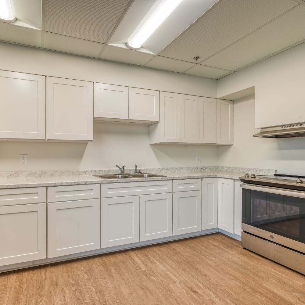 Resident kitchen at Cambridge Towers in Detroit, Michigan