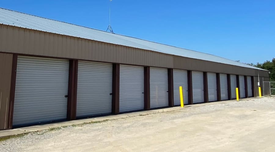A storage unit filled with boxes at KO Storage in Sedalia, Missouri