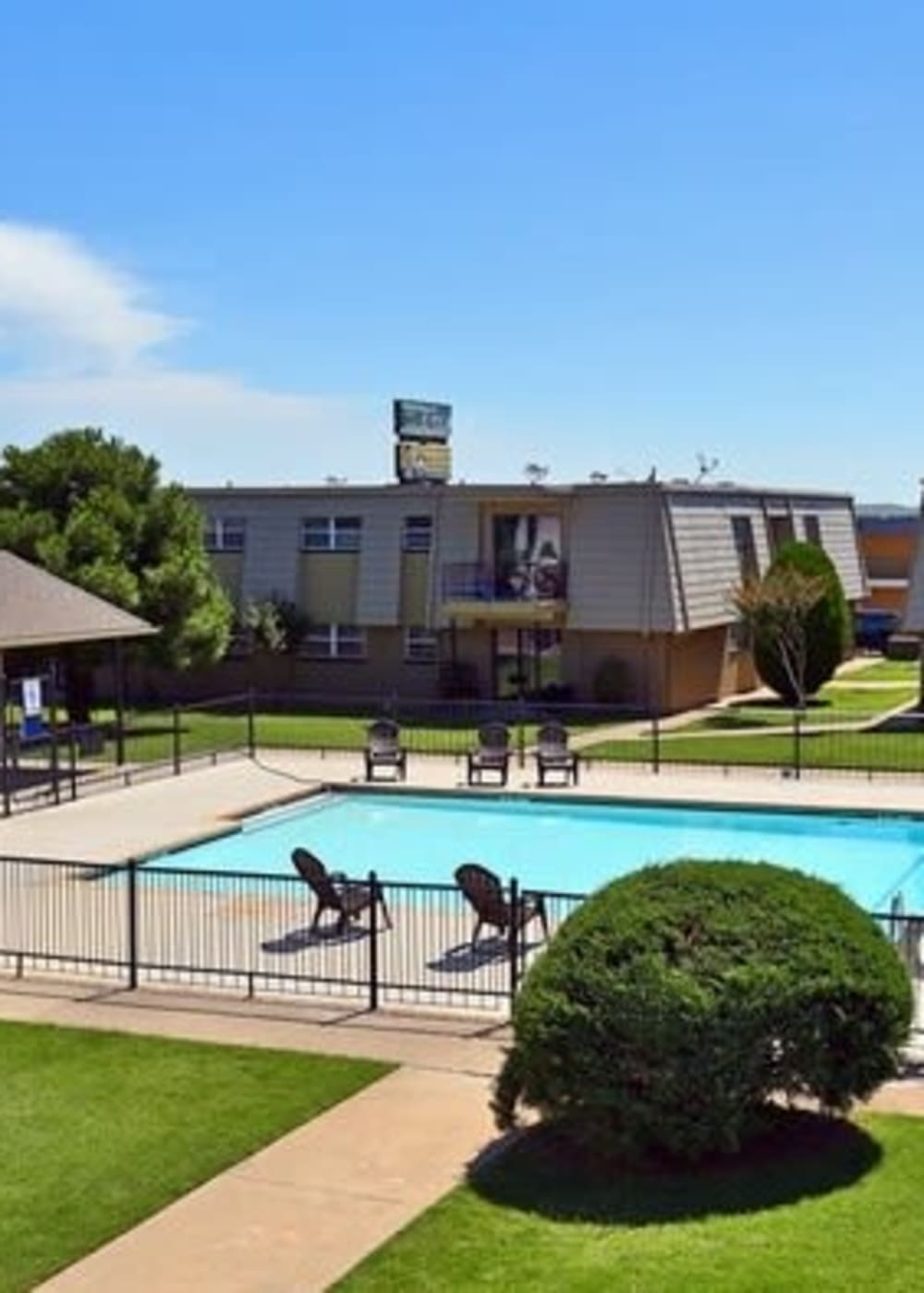 The gated community swimming pool at Regency Apartments in Lawton, Oklahoma