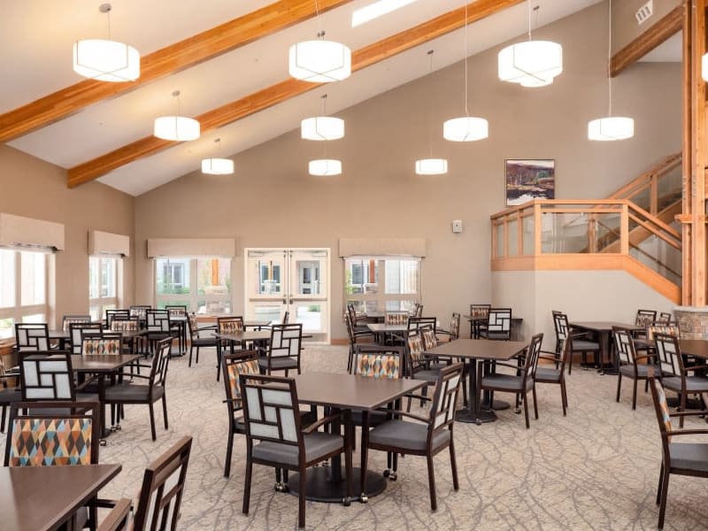 Dining room of The Landing a Senior Living Community in Roseburg, Oregon. 