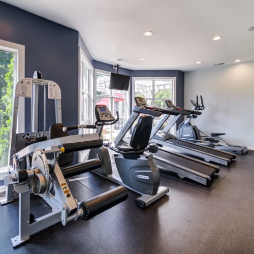 Fitness center at One Norman Square in Cornelius, North Carolina