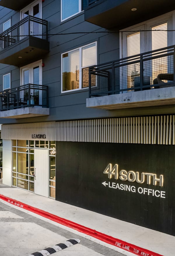 44 South apartment leasing office and clubhouse at 44 South in Austin, Texas