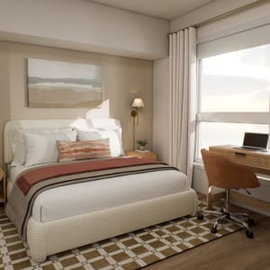 Bright virtual bedroom at The Colton in Redwood City, California
