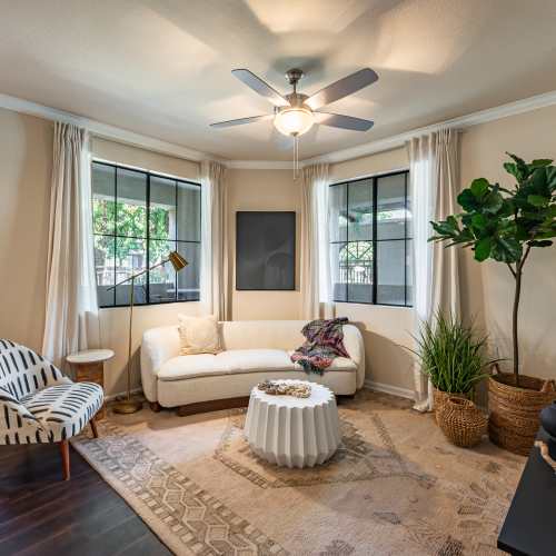 Spacious and well lit living room at Links at Westridge in Valencia, California