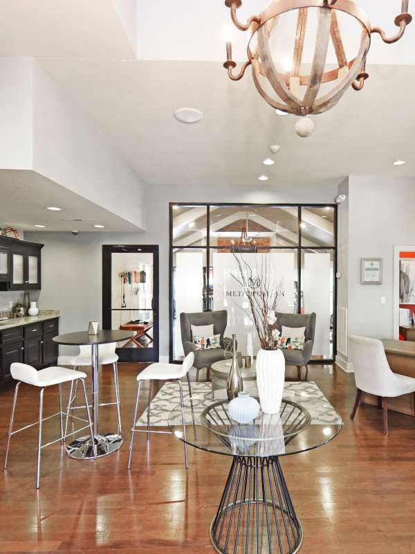 Clubhouse with kitchen and ample seating space at The Metropolitan in Nashville, Tennessee