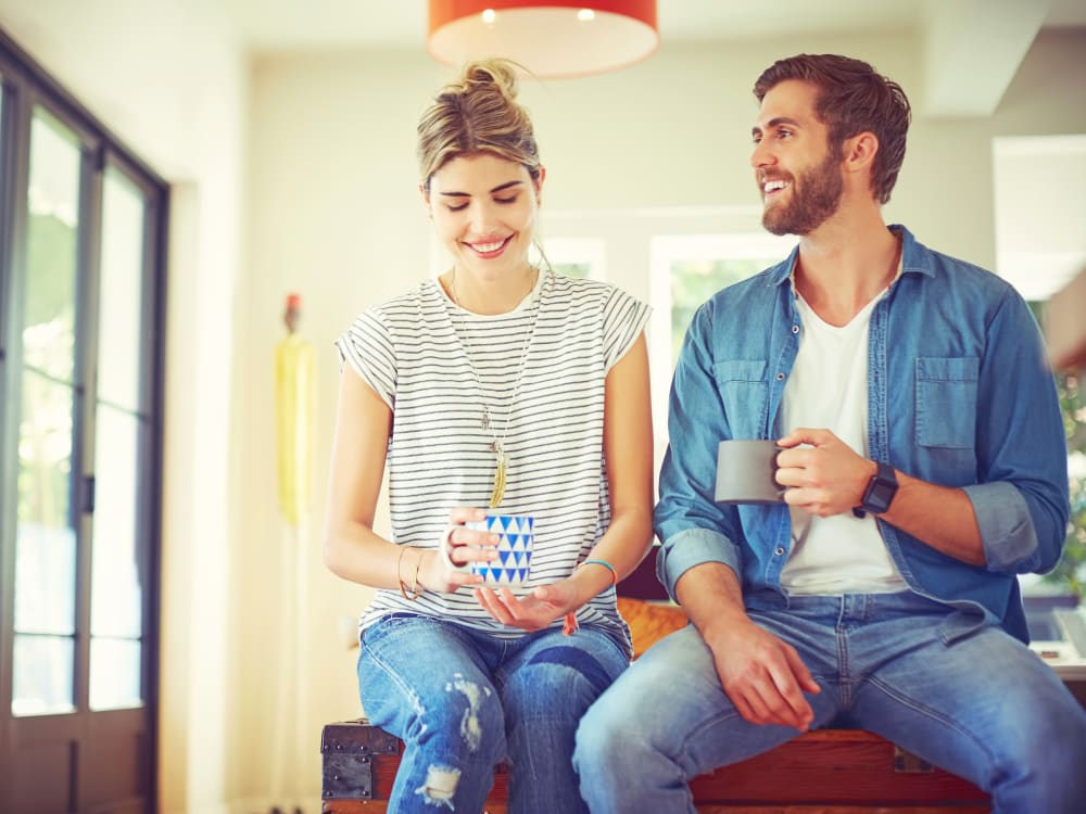 Residents chatting over their morning coffee at Harbor Point Apartments in Mill Valley, California