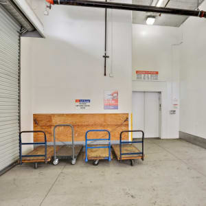 Carts and the elevator at A-1 Self Storage