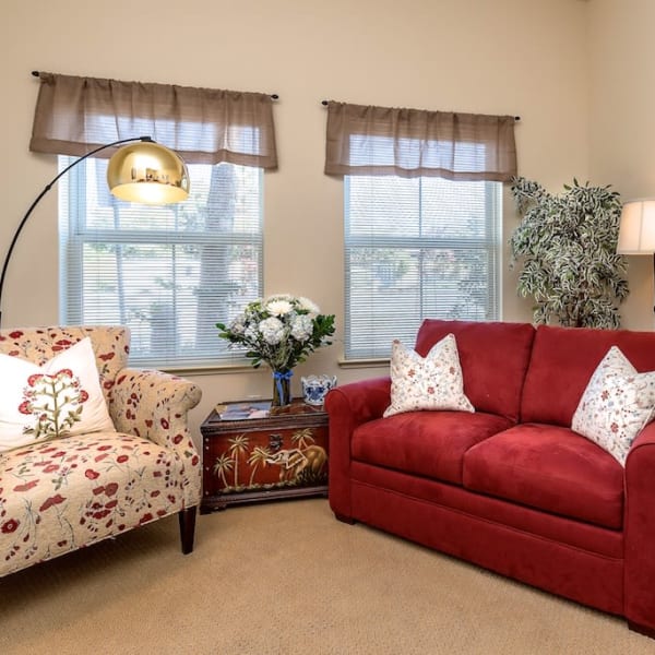 Spacious living room at Pacifica Senior Living Union City in Union City, California.