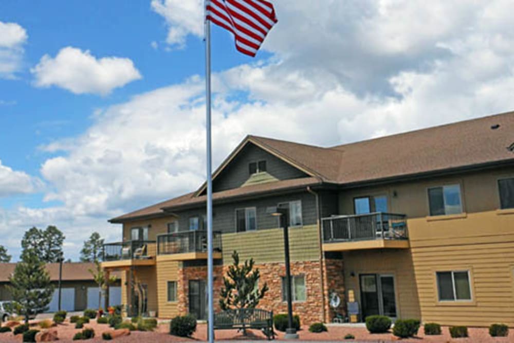 Entrance on a sunny day at Majestic Rim Retirement Living in Payson, Arizona.