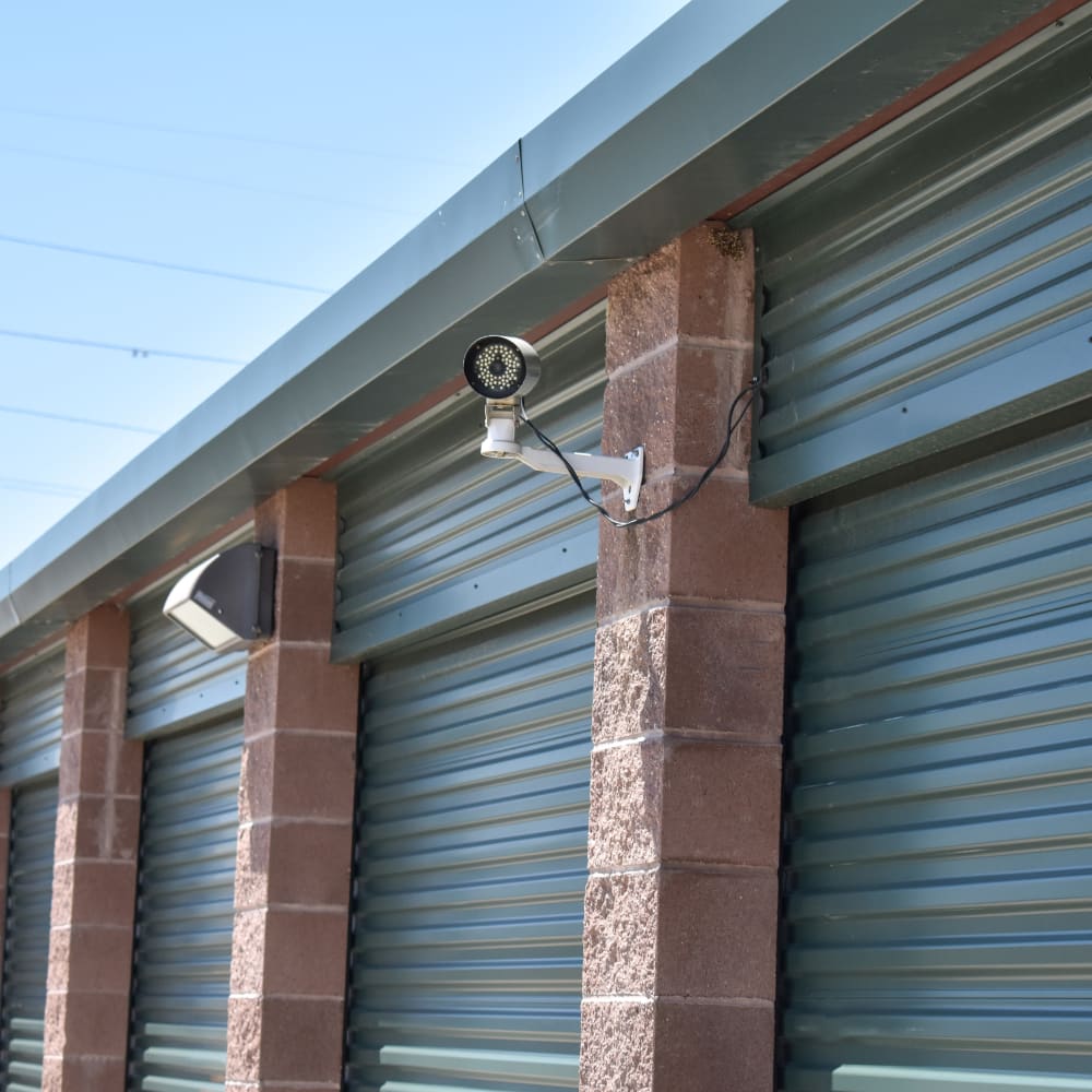 A video surveillance camera at STOR-N-LOCK Self Storage in Henderson, Colorado