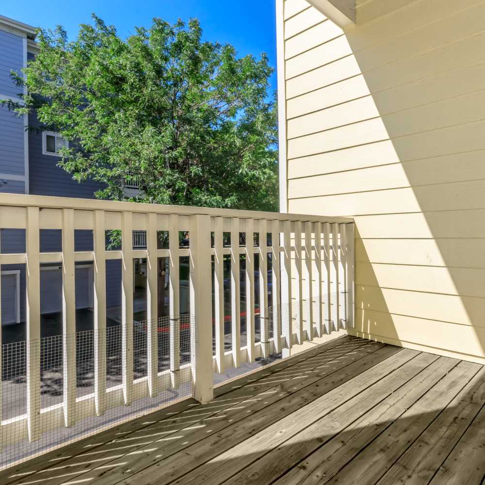 Private balcony at One Belmar Place in Lakewood,Colorado