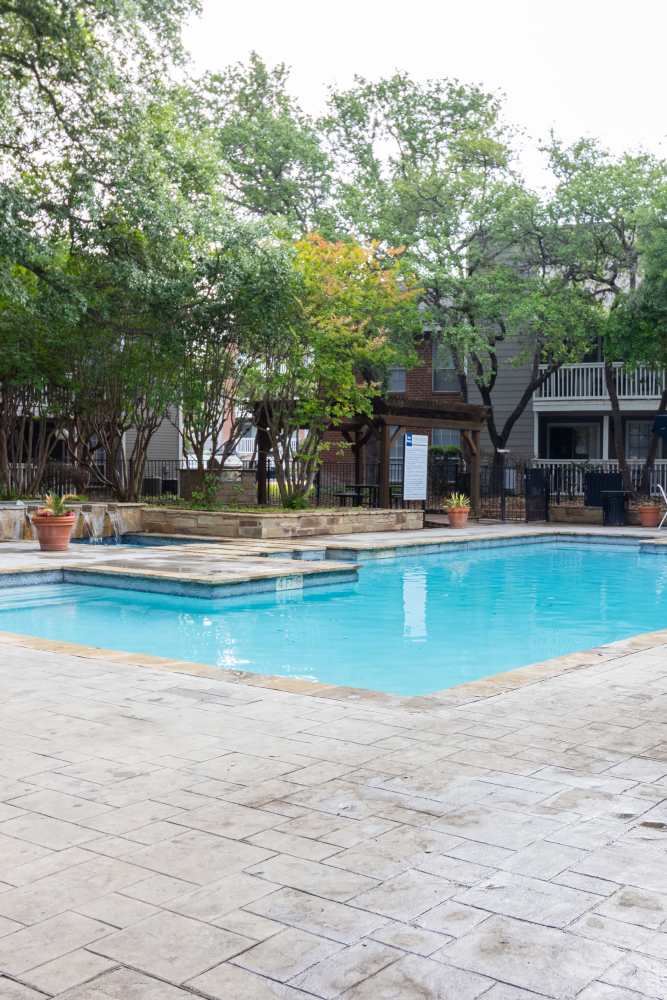 Sparkling swimming pool at Oak Ridge Apartments in San Antonio, Texas