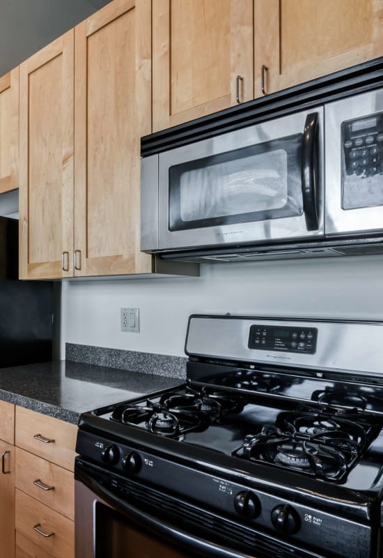 Lots of kitchen counter space at The Maynard at 2934 N Milwaukee in Chicago, Illinois