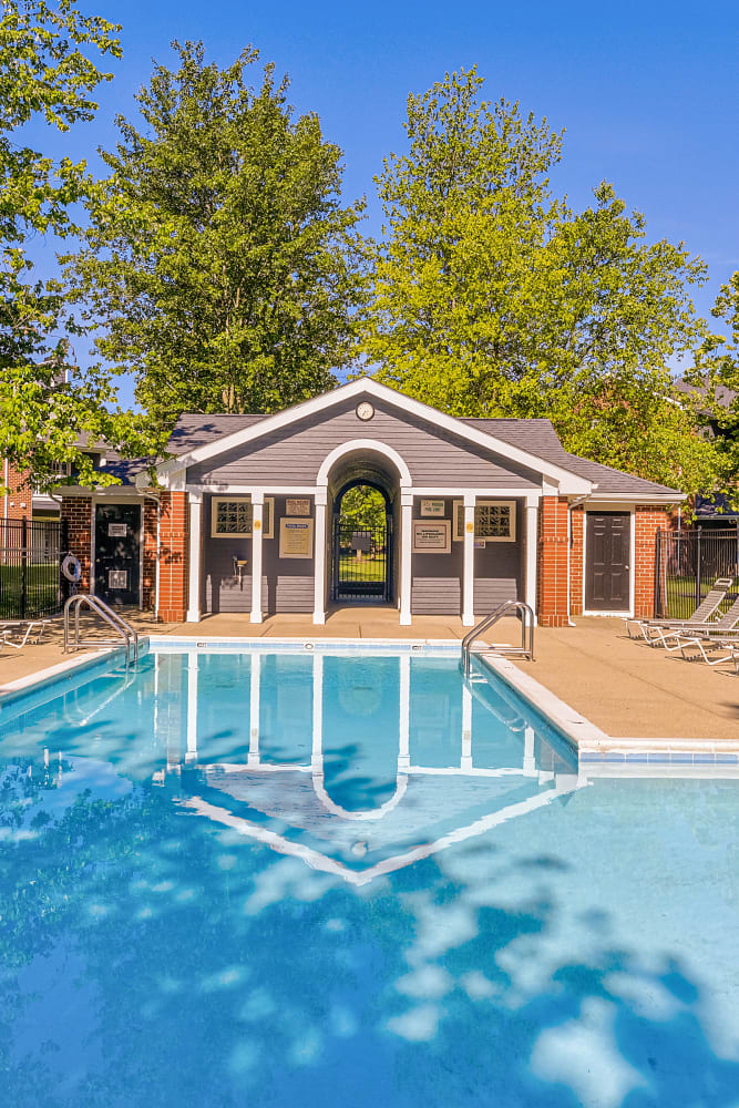 Sparkling swimming pool at Hunters Point in Zionsville, Indiana