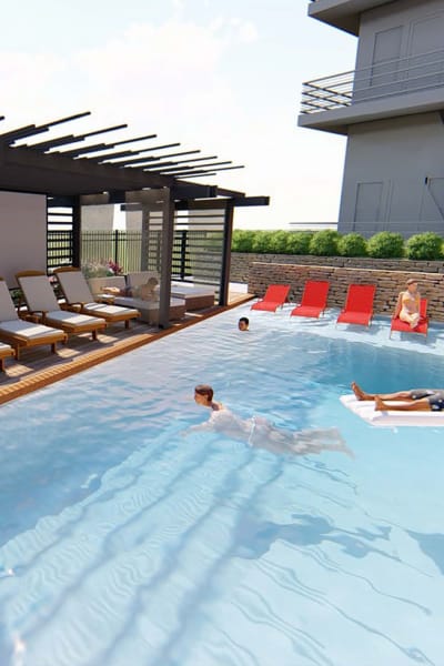 Resident swimming in the pool at Magnolia on the Green in Allen, Texas