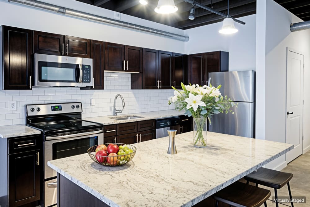 Kitchen at Steelyard Apartments in St. Louis , MO