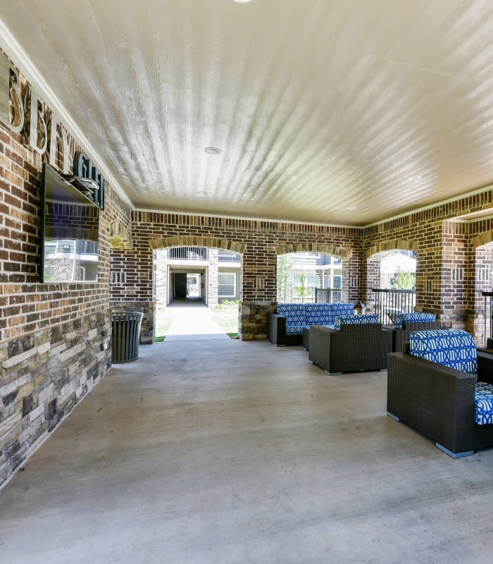 Deck seating at Cottages at Abbey Glen Apartments in Lubbock, Texas