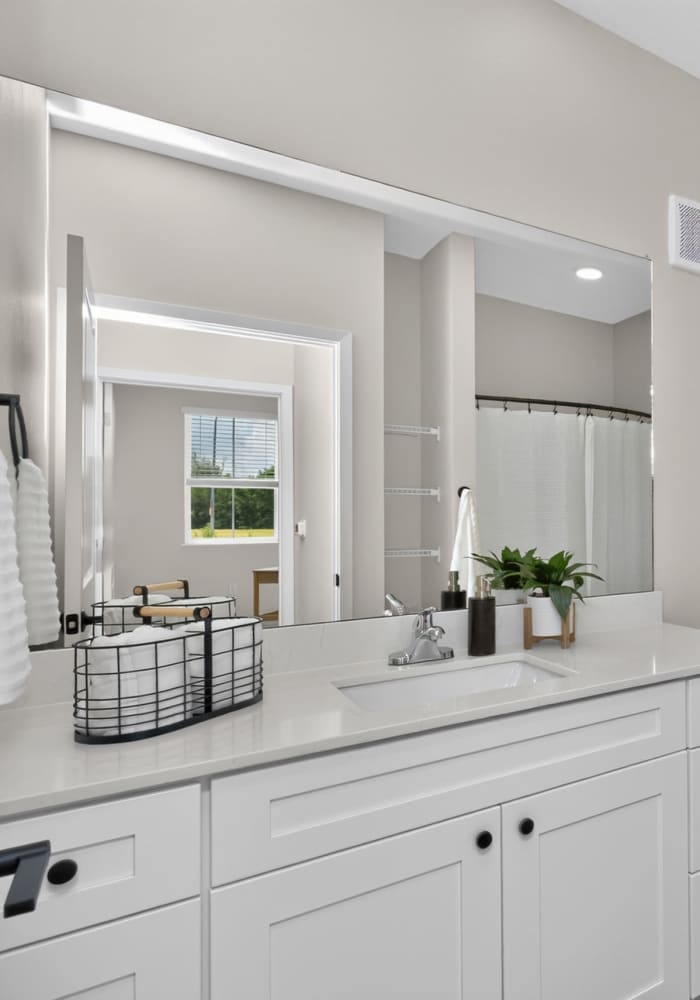 White full tub & shower curtain  at Northpark Row in Huxley, Iowa
