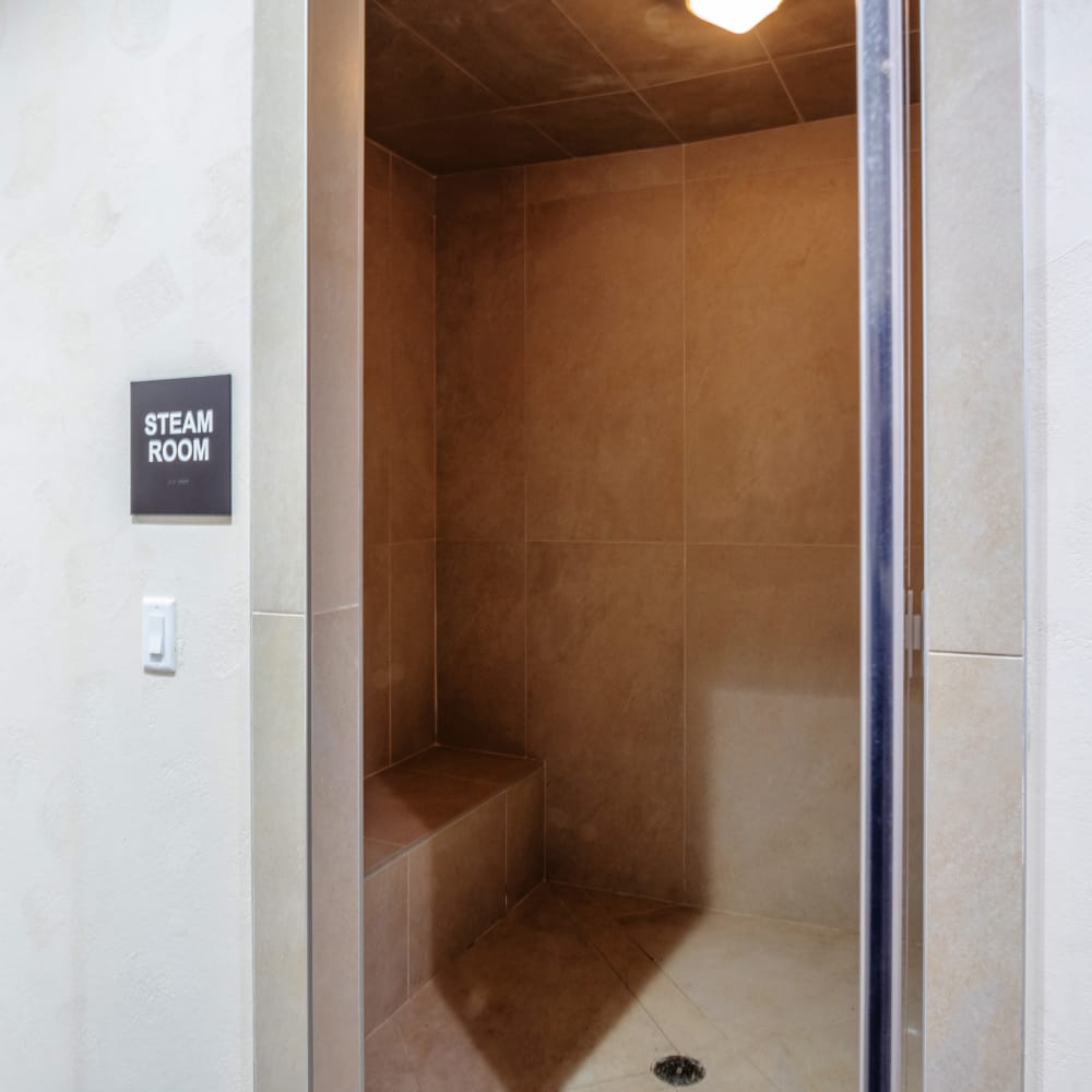 A close-up shot of a steam room with ceiling light at Night Fall in Las Vegas. NV