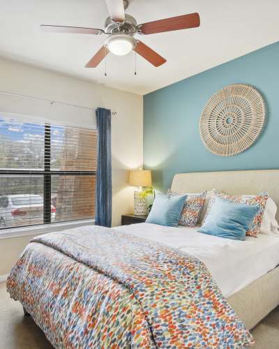 Rendering of bedroom apartment at Platinum Shavano Oaks in San Antonio, Texas