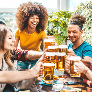 A group of friends having a beer at The Ellison in Las Vegas, Nevada