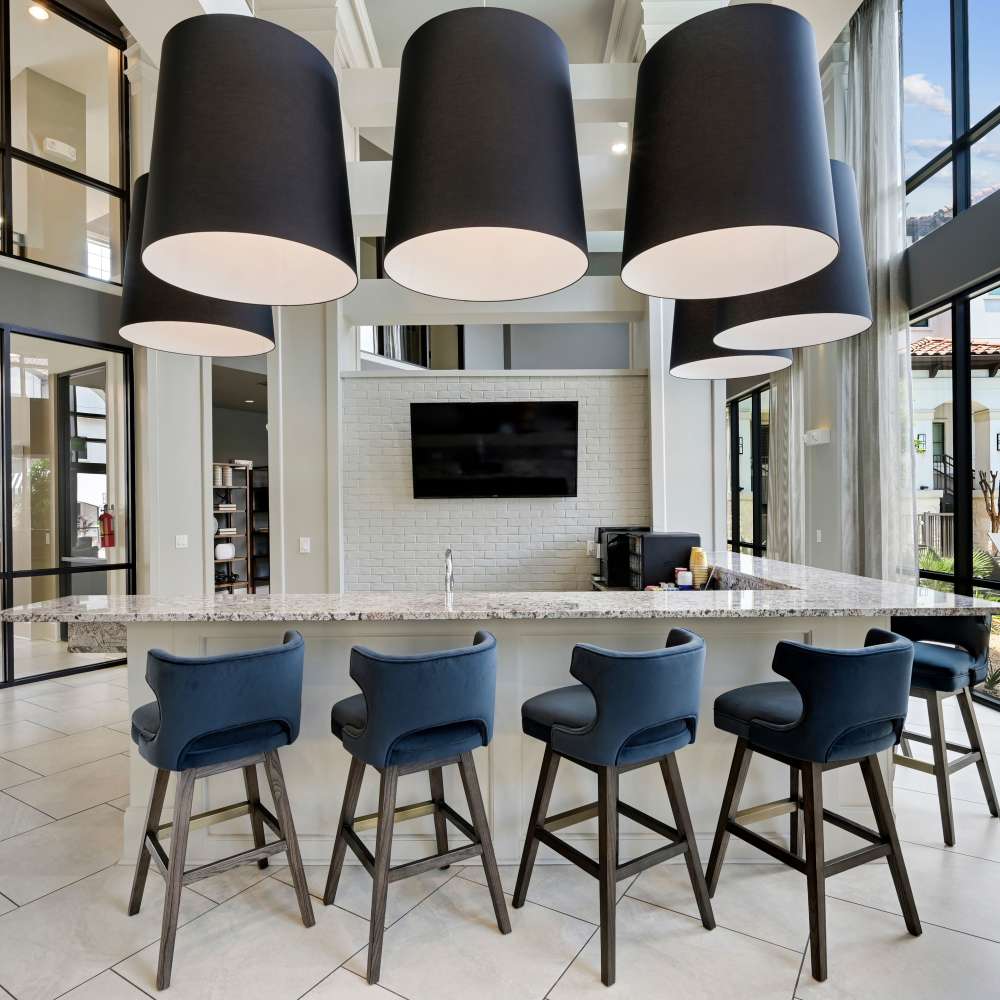 Clubhouse with dining area at Domain Memorial in Houston, Texas